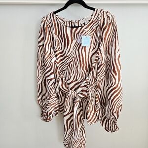 HAYDEN L.A. Zebra Print Women's Top Brown and White NWT Large